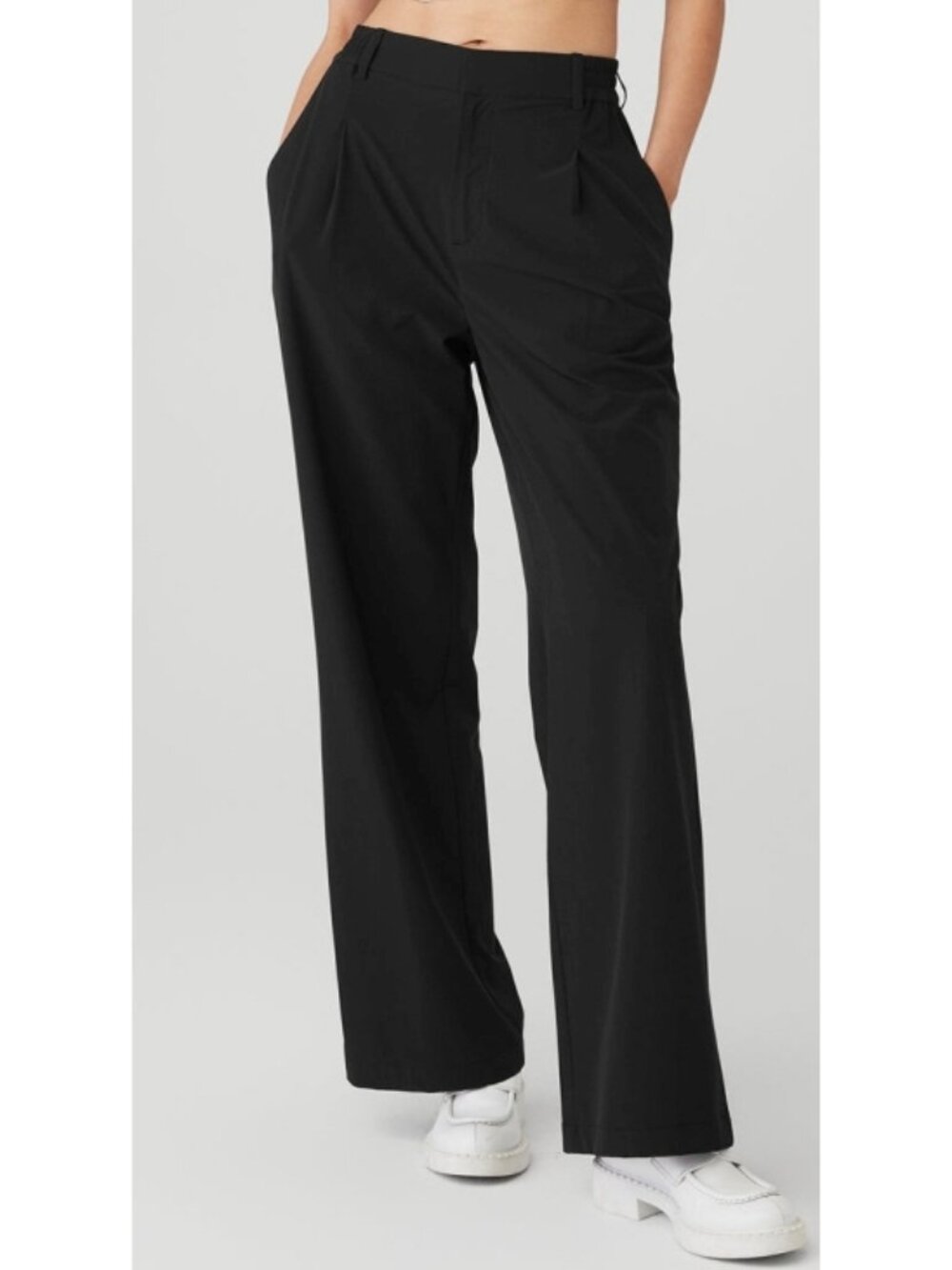 Alo High-Waist Pursuit Trousers Black Wide Leg Hi-Rise Waisted Slacks Pants M - Picture 4 of 17